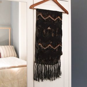 Anthropologie Beaded Velvet Fringe Scarf